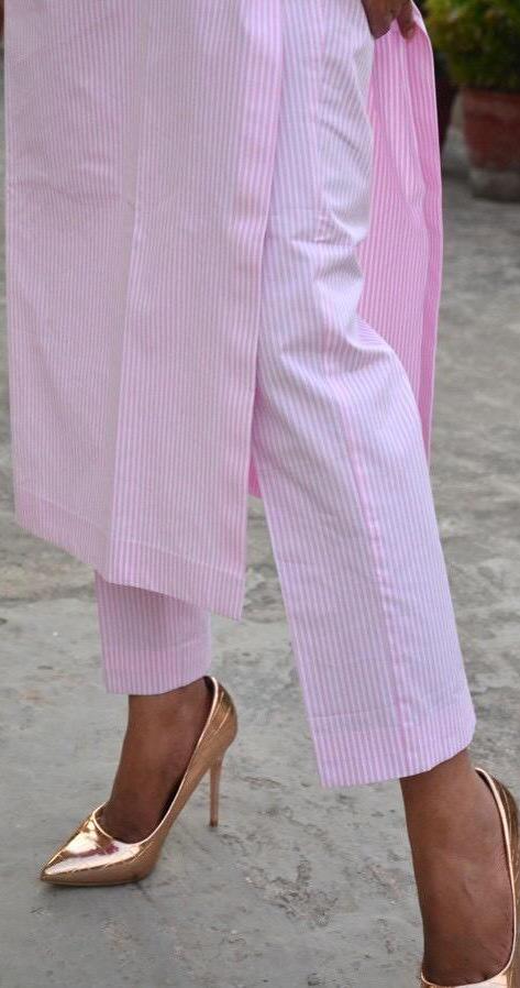 Chic Ensemble Pink Cotton Kurta Pant Set